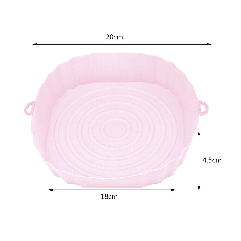 Silicone Air Fryer Liner Reusable Oven Baking BBQ Fryer Pan Mat (Pink)