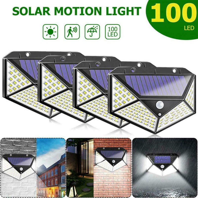 100 LED Solar Power PIR Sensor Motion Wall Light Outdoor Garden Waterproof hot.