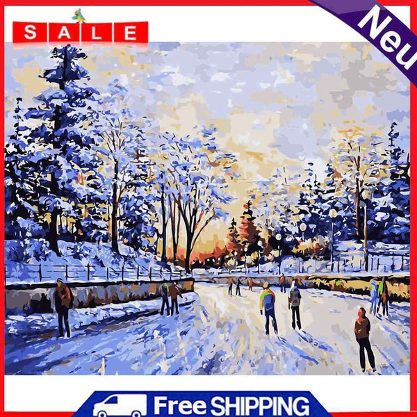 Ski Digital Canvas Handmade Acrylic Color Drawing Kit DIY Hand Painted Artwork