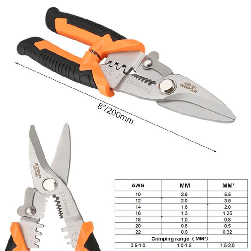 Multi-function Household Scissors Crimping Pliers Wire Stripper (120-6280) Newly