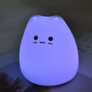 Cute 7 Color LED Night Light Soft Silicone Cat Pat Lamp Kids Gifts (Cute) Newly
