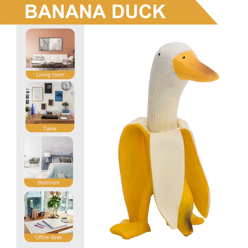Banana Duck Sculpture - Funny Duck Art Statue Ornament Housewarming Garden
