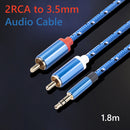 RCA Cable HiFi 3.5mm to 2RCA Audio Cord for Amplifiers Home Theater (1.8m) Newly