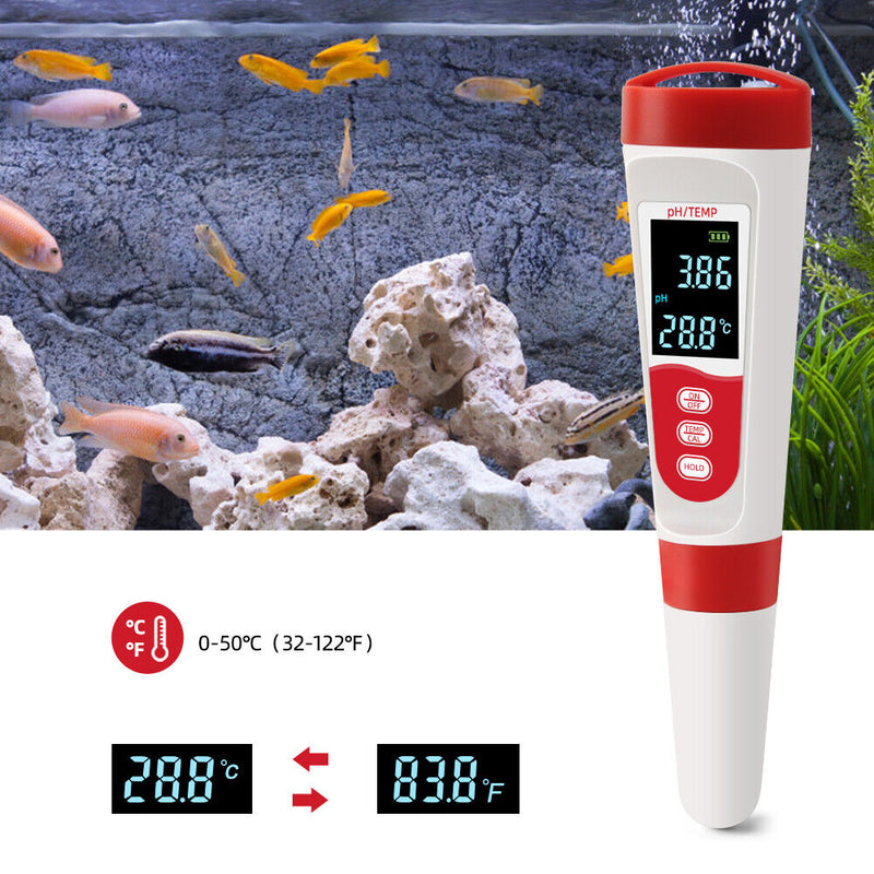 PH Meter Temperature Digital Tester Water Quality Monitor LCD Purity Test