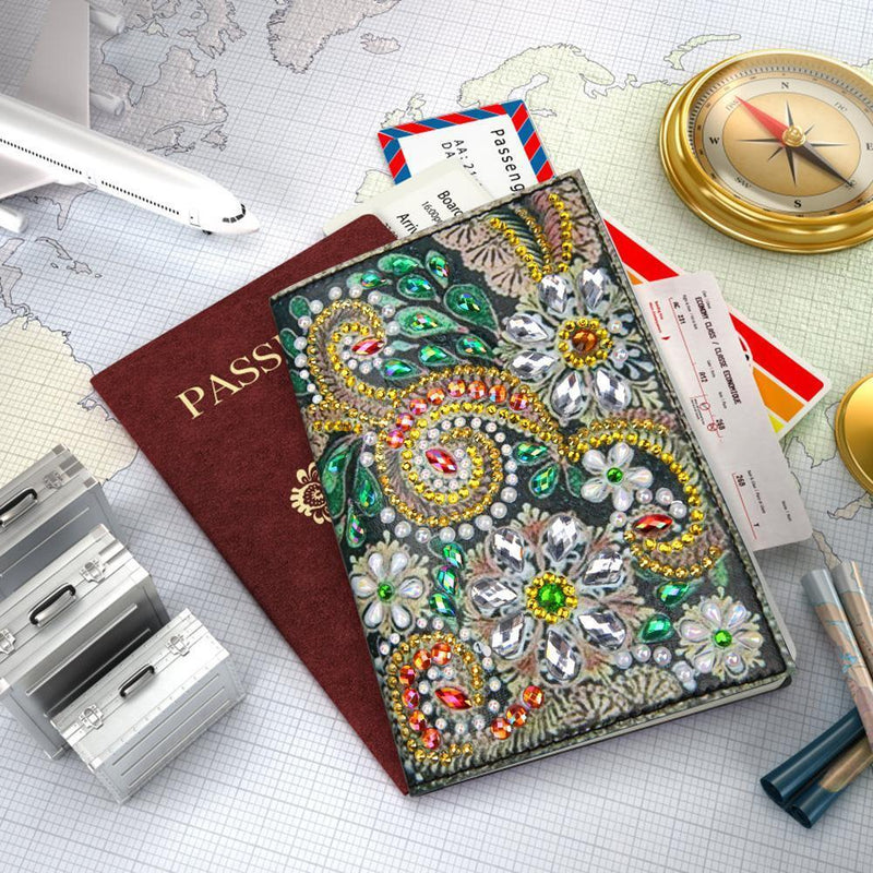DIY Special Shaped Diamond Painting PU Leather Passport Protective Cover Newly