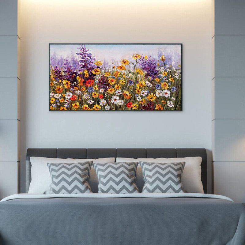 Canvas Painted Oil Paint By Numbers Flowers DIY Wall Art Modern Bedroom Decor
