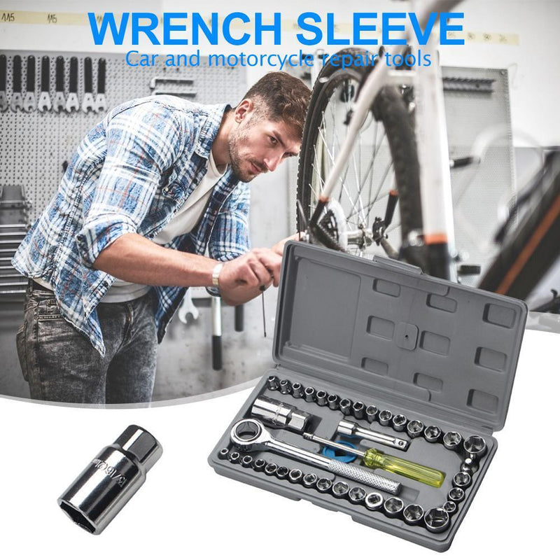 40pcs/set Ratchet Wrench Socket Spanner Automobile Car Disassembly Repair Tool