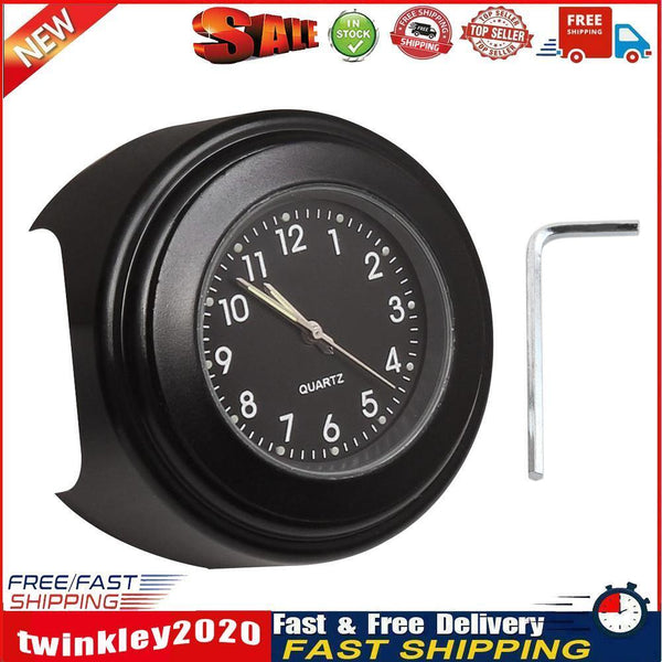 Waterproof Motorcycle Clock 22-25mm Handlebar Watch Luminous Quartz Clock Newly