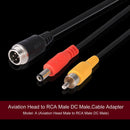 Aviation Head to RCA Male DC Male Extension Cable Adapter for Camera (A) Newly