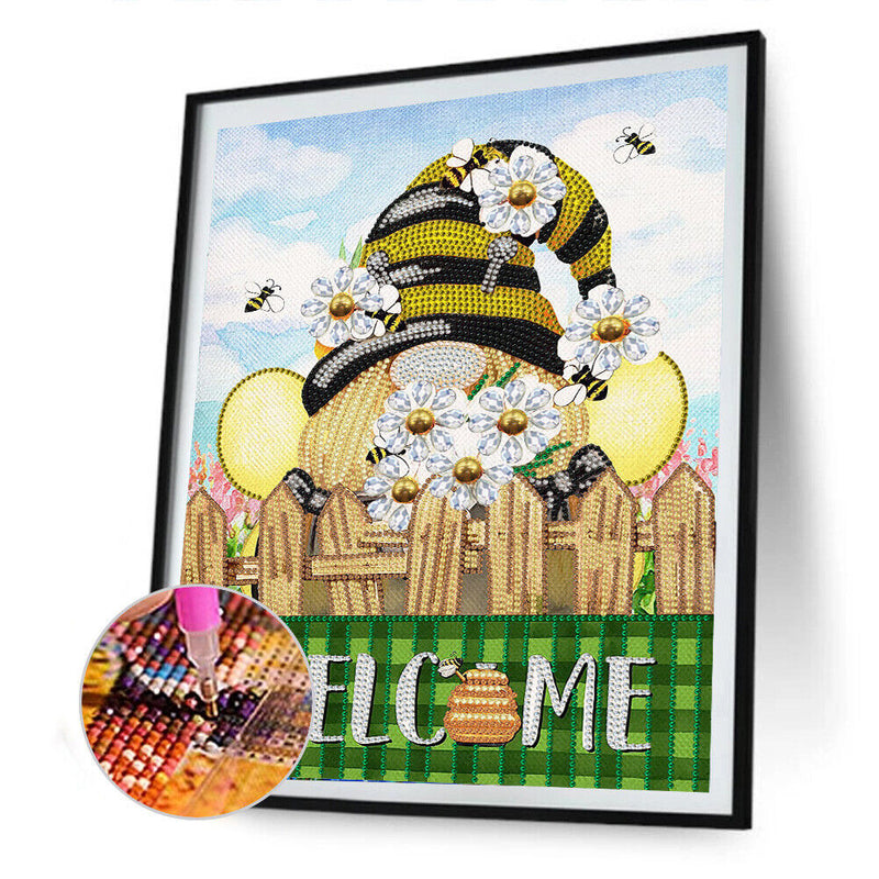 5D DIY Partial Special Shaped Drill Diamond Painting Kit Bee Gnome (HB239)