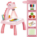 Early Learning Kids Writing Painting Board Desk LED Projector Drawing Table Toys