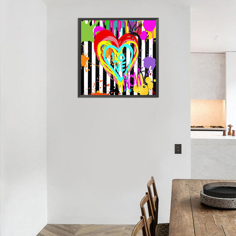 5D Diamond Painting Kit Doodle Heart Full Round Drill Rhinestone DIY Crafts