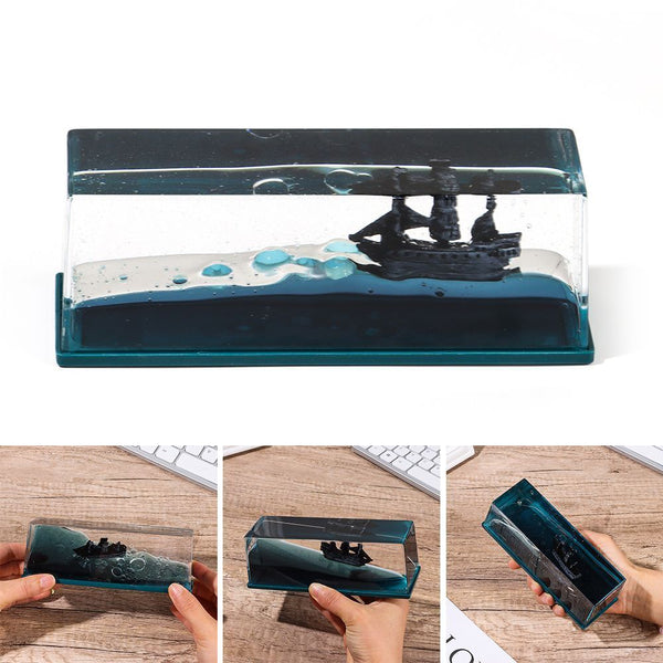 Decoration Iceberg Desktop Cruise Ship Drift Bottle Hourglass Fluid Liquid
