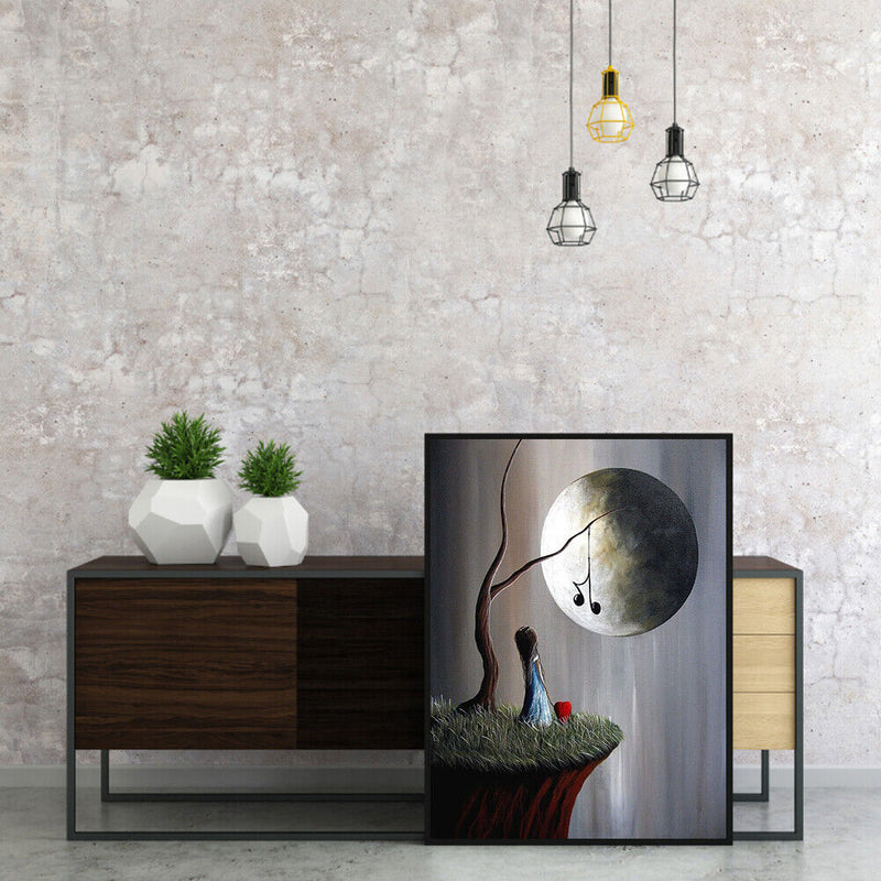 Hand Painted on Canvas DIY Girl Moon Oil Paint By Numbers Drawing Kit Craft