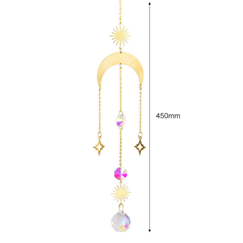 Suncatcher Crystal Star Moon Sun Chandelier Pendant Prism Hanging Lamp Ornament