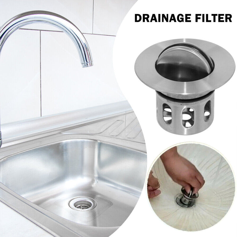 Stainless Steel Thicken Basket Vanity Stopper Basin Drainer Bathroom Plug Bou