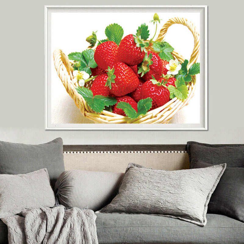 A Basket of Strawberries 5D DIY Diamond Painting Cross Stitch Rhinestone Embroidery Meuse