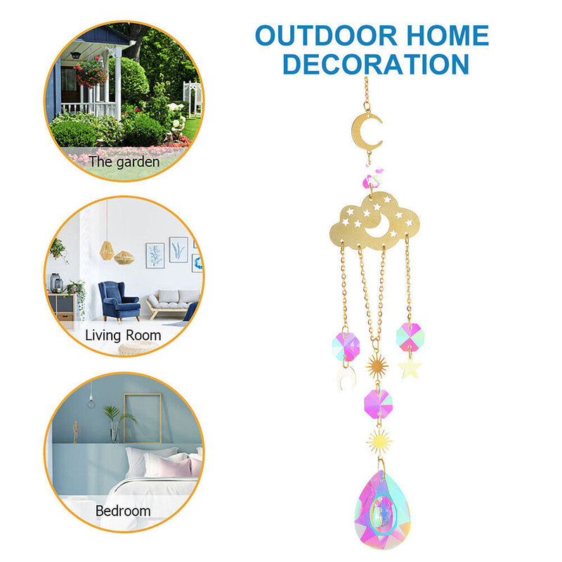 #A 1/5pcs Crystal Wind Chime Light Catcher Chaser Windbell Ornament Garden Decor