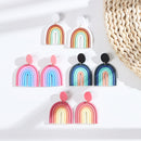 Gradient Rainbow Colors Dangle Drop Earrings Clay Earrings Arched Candy Color