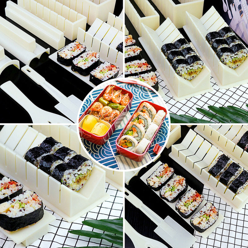 Sushi Making Kit, 10 Pieces DIY Sushi Set Plastic Sushi Maker Tool, White