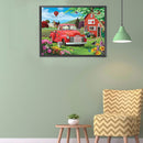 5D Diamond Painting Kit Red House and Car Full Round Drill Rhinestone DIY