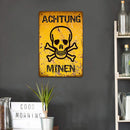 Attention Mines Metal Tin Sign Plaque for Bar Pub Club Cafe Decorative Iron Paint