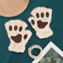 Cat Paw Gloves - Warm Furry Cat Gloves Cat Mittens Half Finger Bear Paw Glove