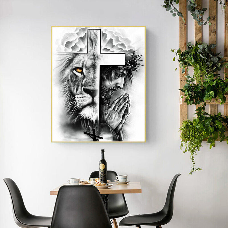 Oil Paint By Numbers Double Cross Frameless Picture Craft for Home Living Room