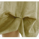 Solid Color Pleated O Neck Dress Button Women Short Sleeve Casual Loose Dresses