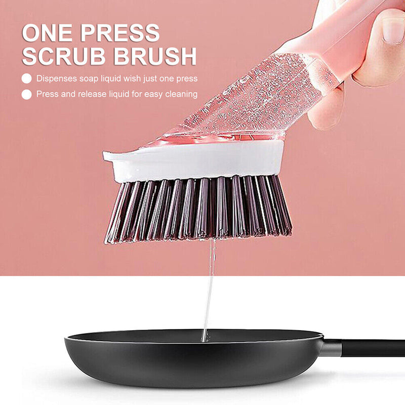 #A Multifunctional Kitchen Dish Brush Long Handle Automatic Liquid Dispenser Bru
