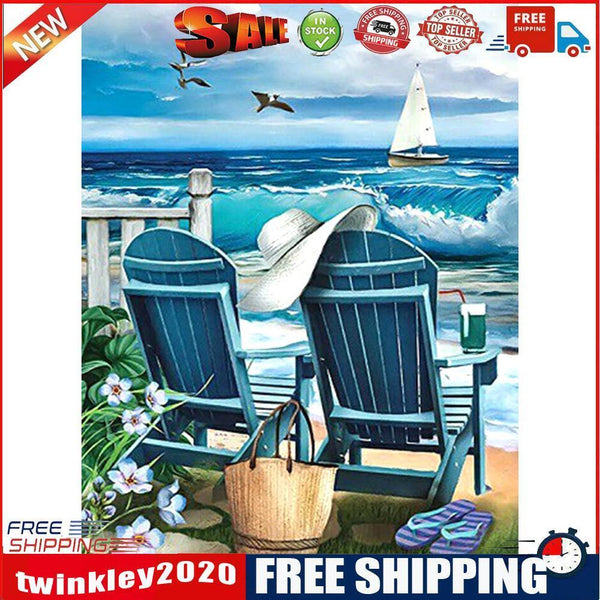 Beach Lounge Chair 40X50cm Oil Paint By Numbers Picture DIY Painting Craft