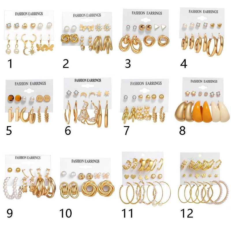 Women Women Gift Earrings Jewelry Drop Earrings Set Geometric Zircon Earring