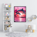 Oil Paint by Numbers Dolphins DIY Picture Drawing Artwork Wall Craft Gifts Kit
