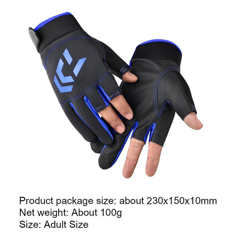 3-Finger Cut Unisex Arrow Fishing Gloves Non-Slip Angling Gloves (Blue)