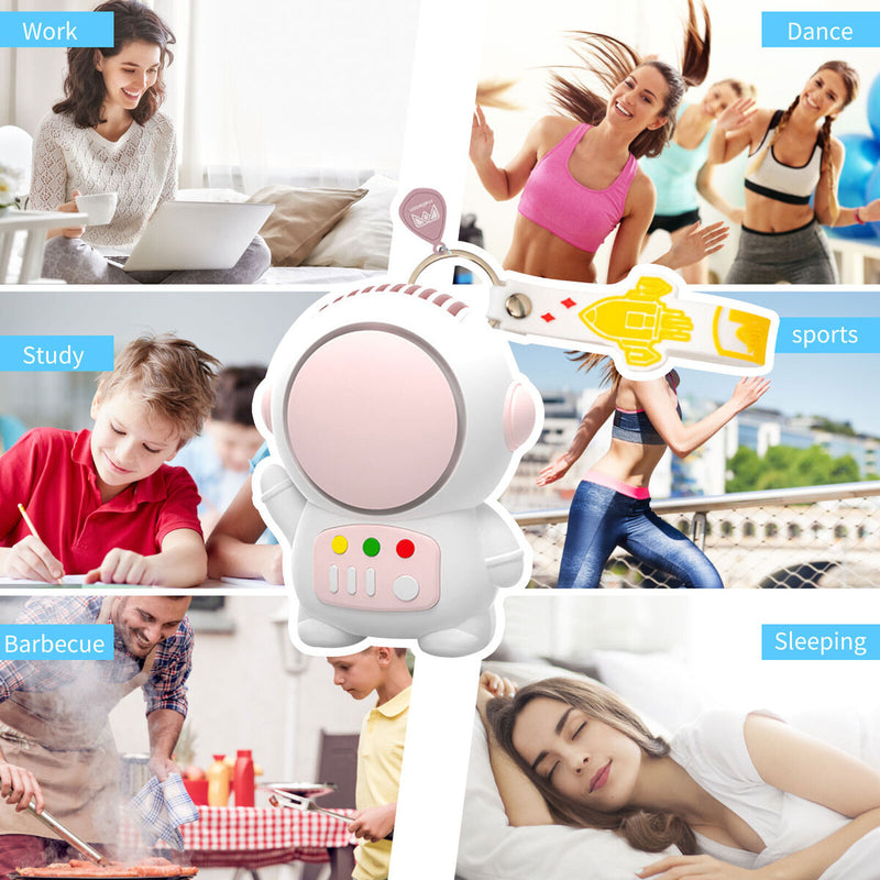 Mini Astronaut Fan Portable Bladeless Fan USB Rechargeable Battery (Pink)