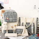 5pcs/set Aesthetic Backpacks Casual Shoulder Tote Bag Portable for Travel Office