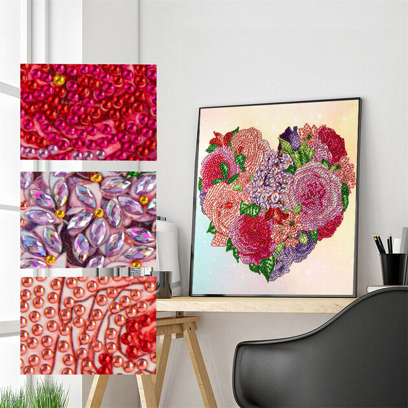 Part Special Shaped Drill Diamond Painting 5D Flower Heart Handiwork Mosaic Kit