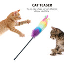 Cat Teaser Colorful Feather Wand Kitten Interactive Stick Pet Toys (47cm)