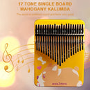 17-Key Cute Mahogany Kalimba Portable Finger Thumb Piano Musical (Yellow) Newly