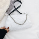 Retro Animal Chain Underarm Bags Purse Women Plush Top-handle Clutch (6)