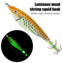 8cm Luminous Wood Shrimp Bait with Squid Jigs Hook Fishing Lures (Orange)