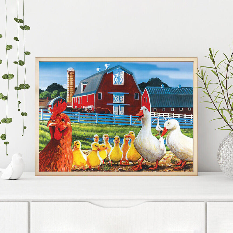 DIY Digital Picture Chickens Ducks Frameless Oil Painting By Number Handicraft