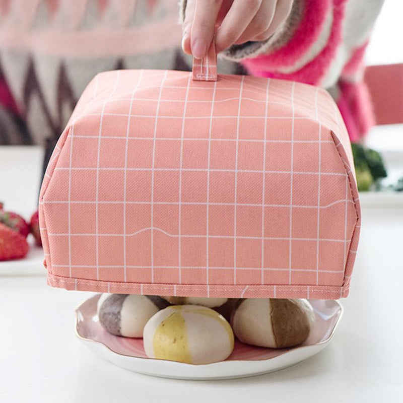 Kitchen Insulated Aluminum Foil Cover Foldable Food Cover (Red Lattice S)