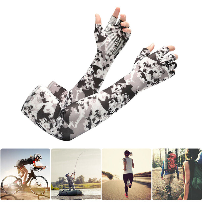 UV Protection Ice Fabric Arm Sleeves Female Male Unisex Half Fingers Arm Co