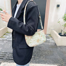 Retro Women Floral Letters Printed Underarm Bag Casual Small Purse Shoulder Bags