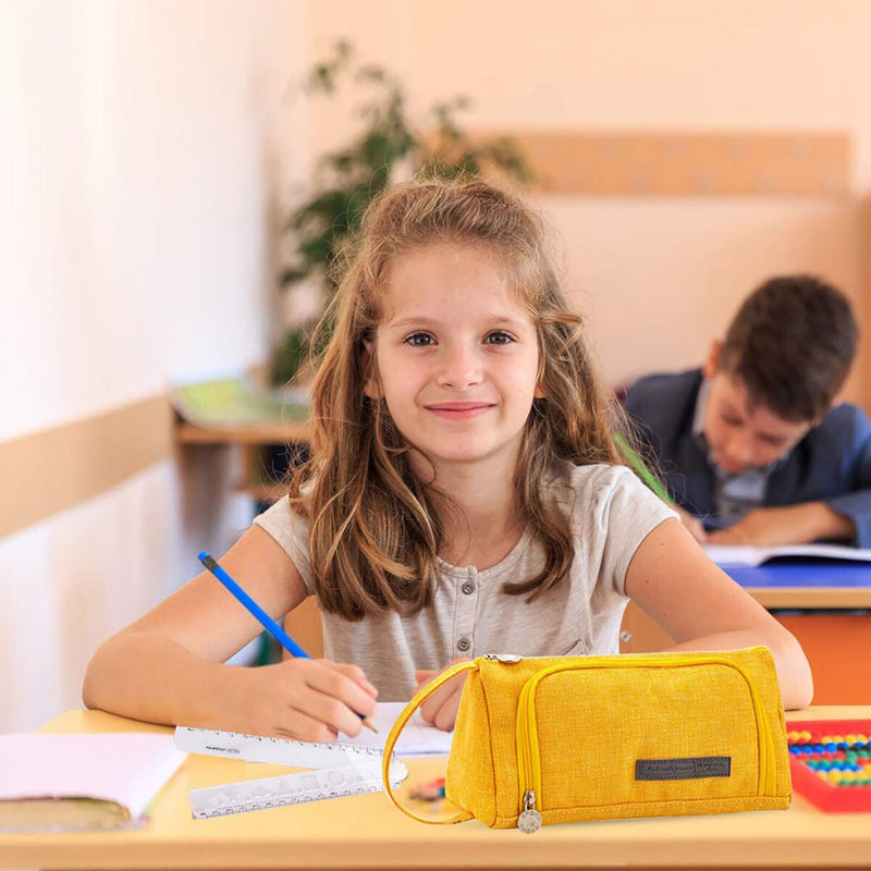 Portable Pen Bag-Linen Big Capacity Stationery Bag Cosmetic Bag for Boys Girl