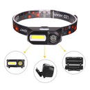 Flashlight Head Lamp USB Rechargeable COB LED Glare Headlight Fishing Lighting