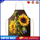 Sunflower Printed Linen Apron Waterproof Kitchen Cooking Bib (82x68cm)