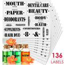 136Pcs Bathroom Labels Transparent Waterproof Room Marks Cabinet Home V2K6