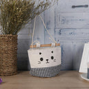 Fabric Cotton and Linen Pocket Wall Door Hanging Storage Bags(Black Grid)